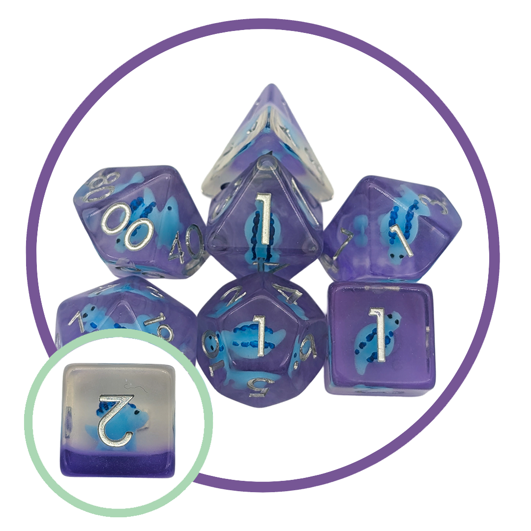 Stegosaurus Blue Inclusion Dice Set