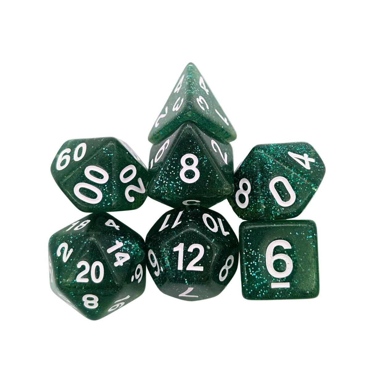Glitter Green Dice Set