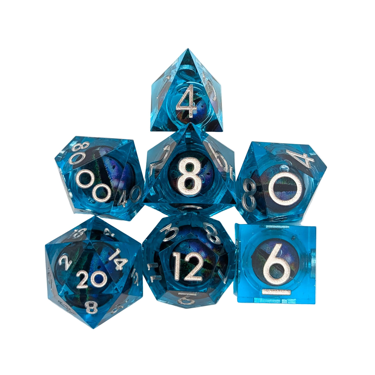 Snake Eye Light Blue Liquid Core Dice Set