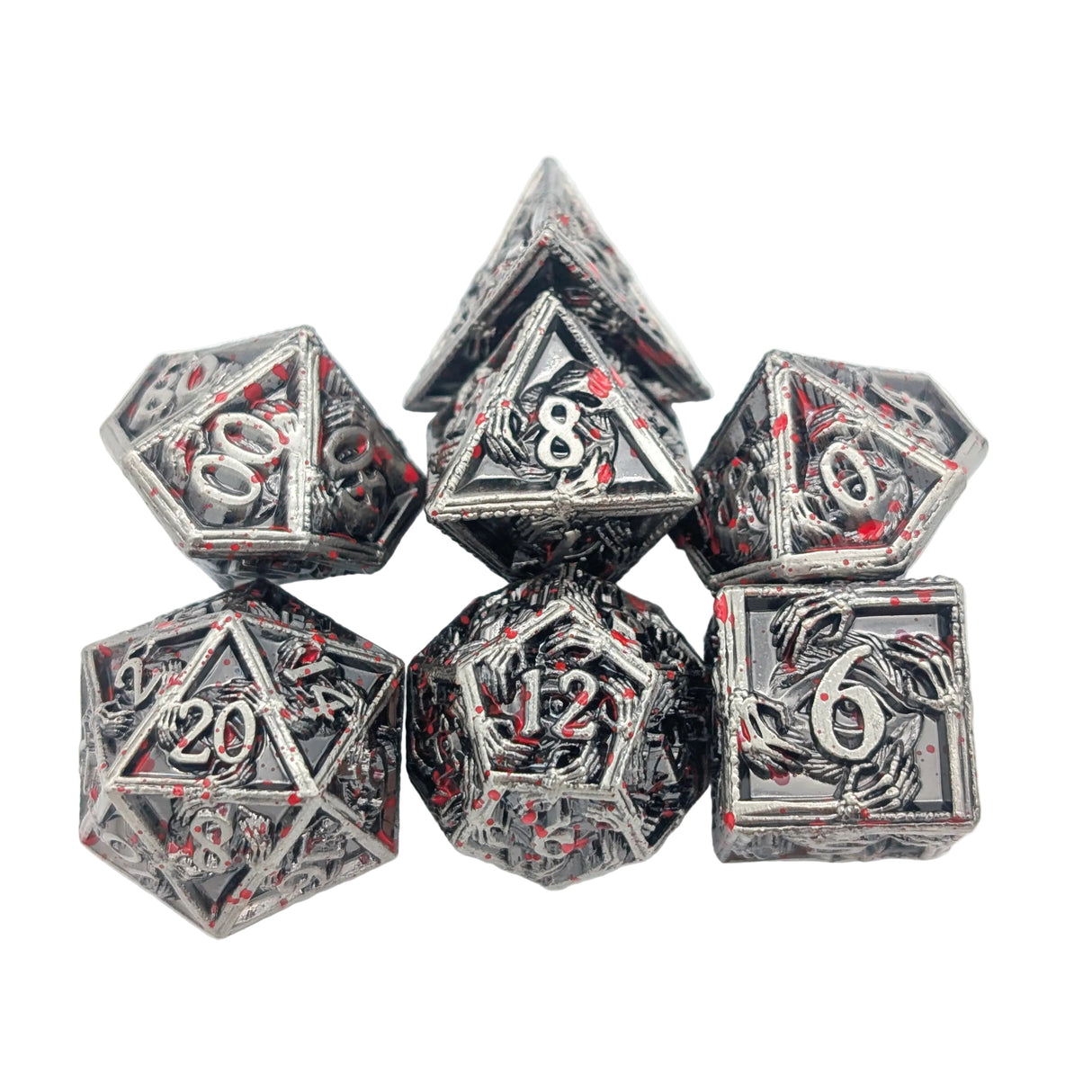 Skeleton Splatter Metal Dice Set