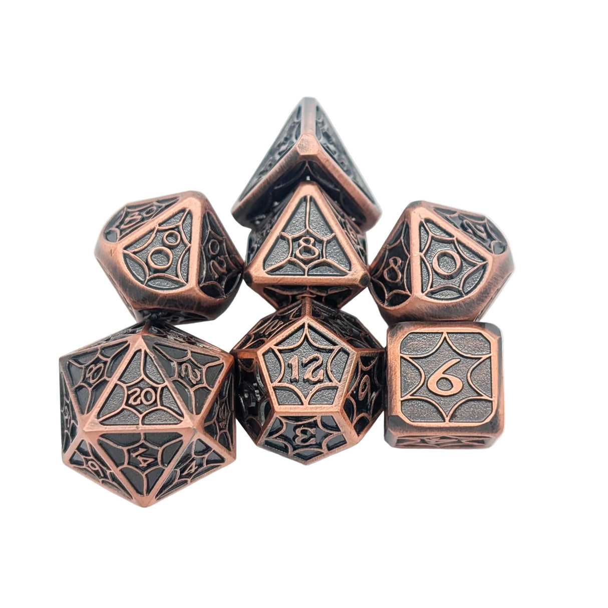 Web Copper Metal Dice Set