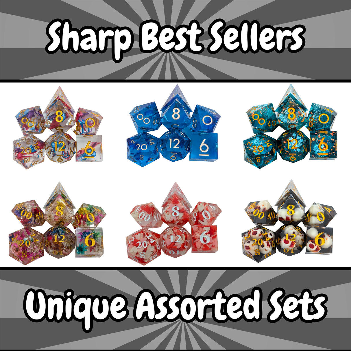 Assorted Sharp Dice Sets (10 Sets)