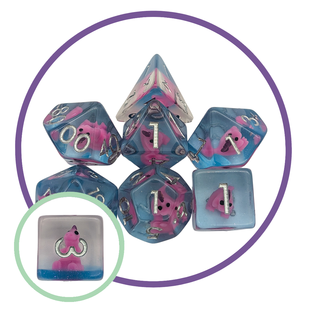 Rex Pink Inclusion Dice Set