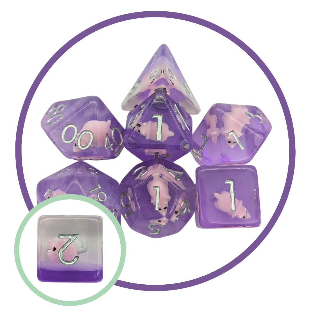 Triceratops Pink Inclusion Dice Set