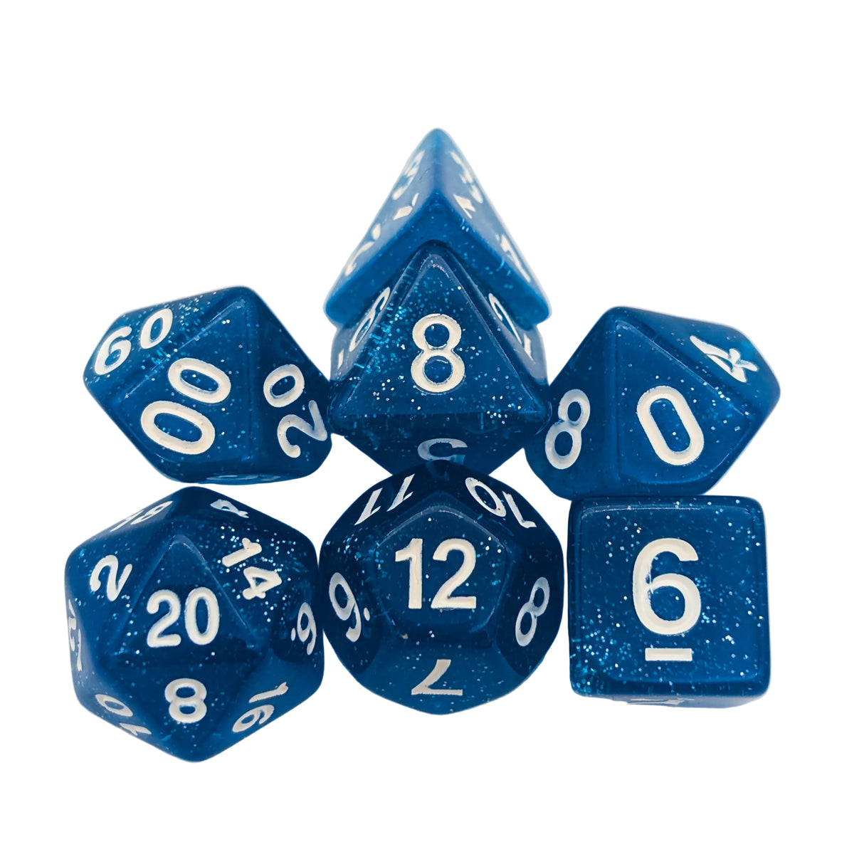 Glitter Blue Dice Set