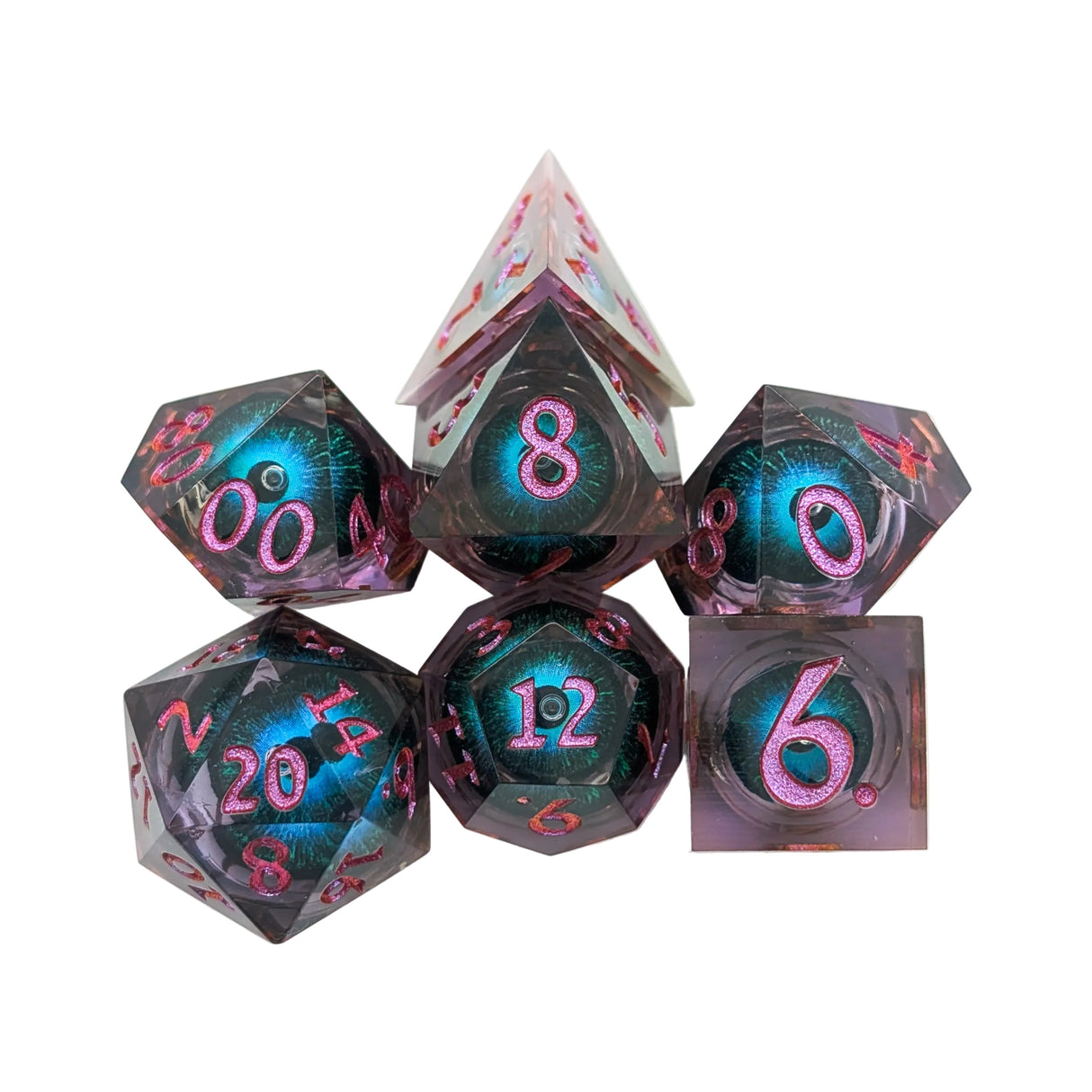 Hydra Eye Purple and Blue Liquid Core Dice Set