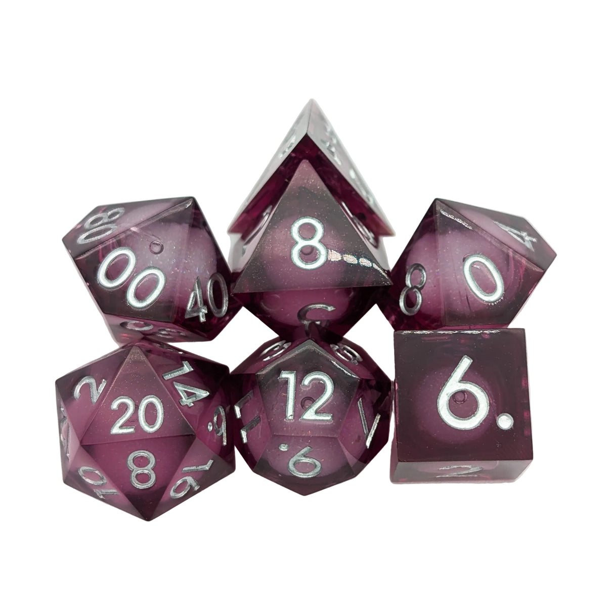 Shimmer Dark Pink Liquid Core Dice Set