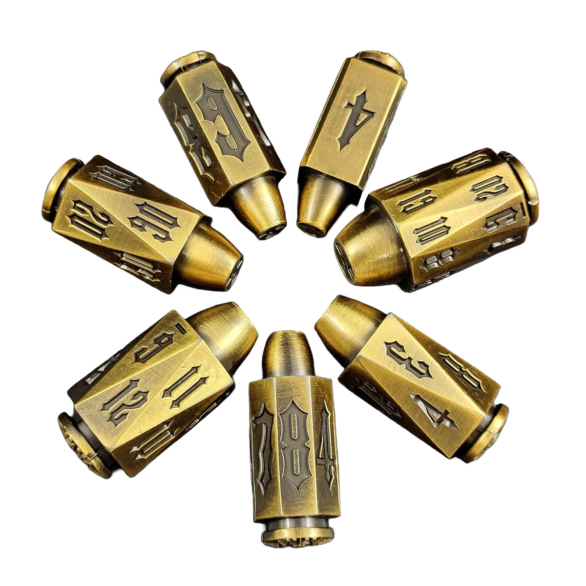 Menu Bullets Dice Bullet Gold Metal Dice Set – Mystery Dice Goblin Wholesale
