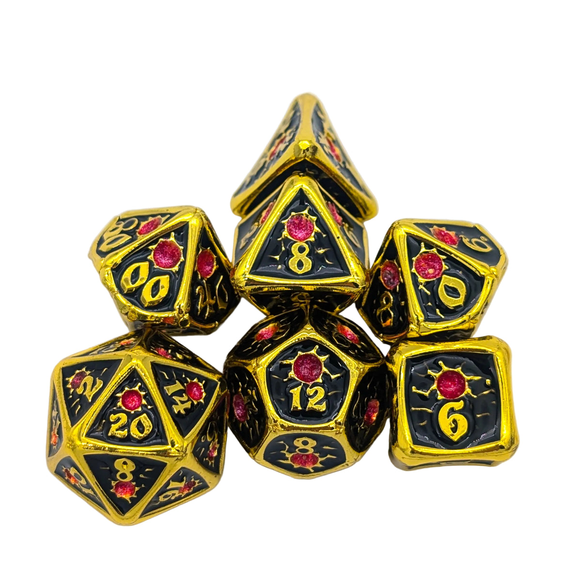 Royal Black Metal Dice Set