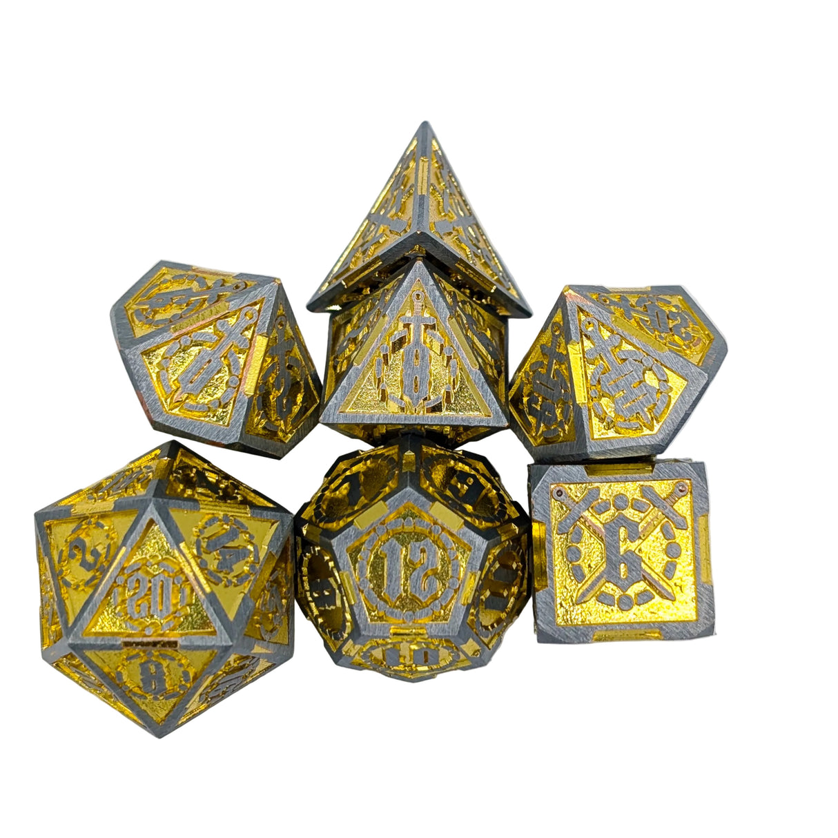 Swords Gold Metal Dice Set