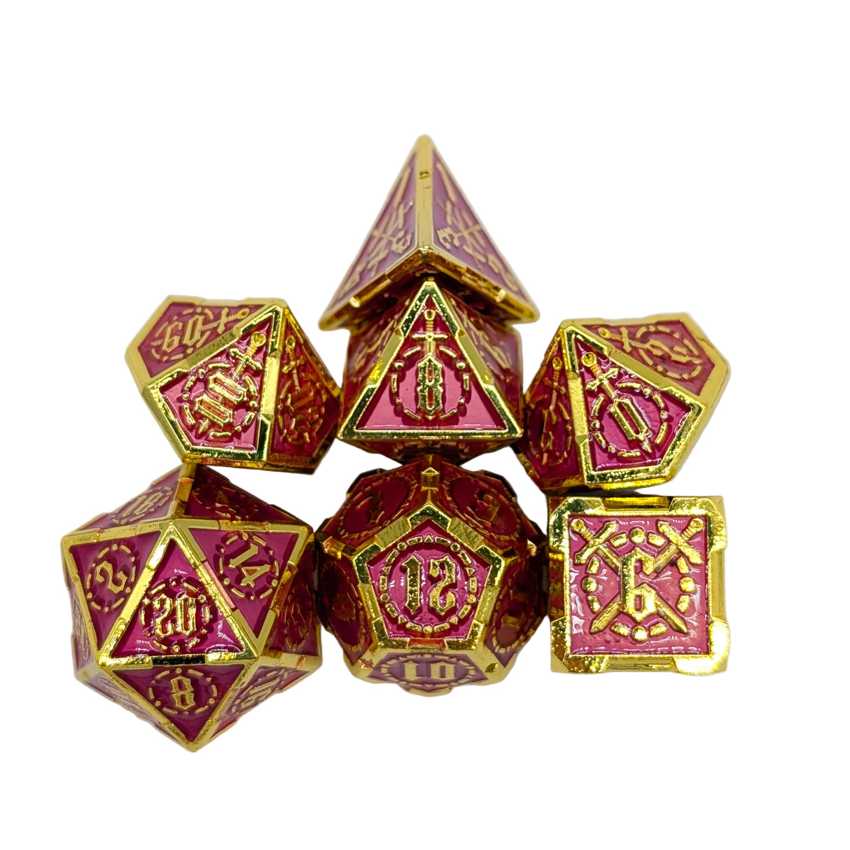 Swords Red and Gold Metal Dice Set