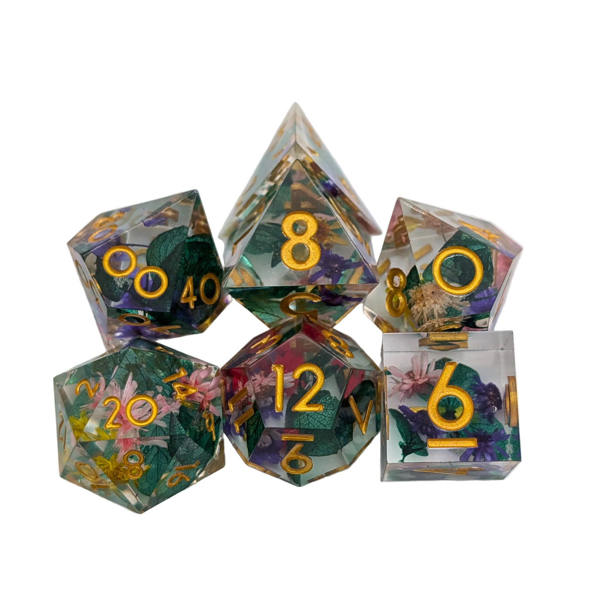 Nature Green Flowers Sharp Dice Set