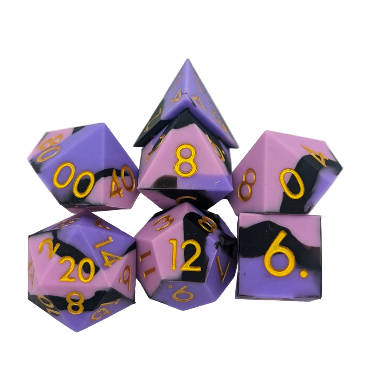 Pink and Black Silicone Dice Set
