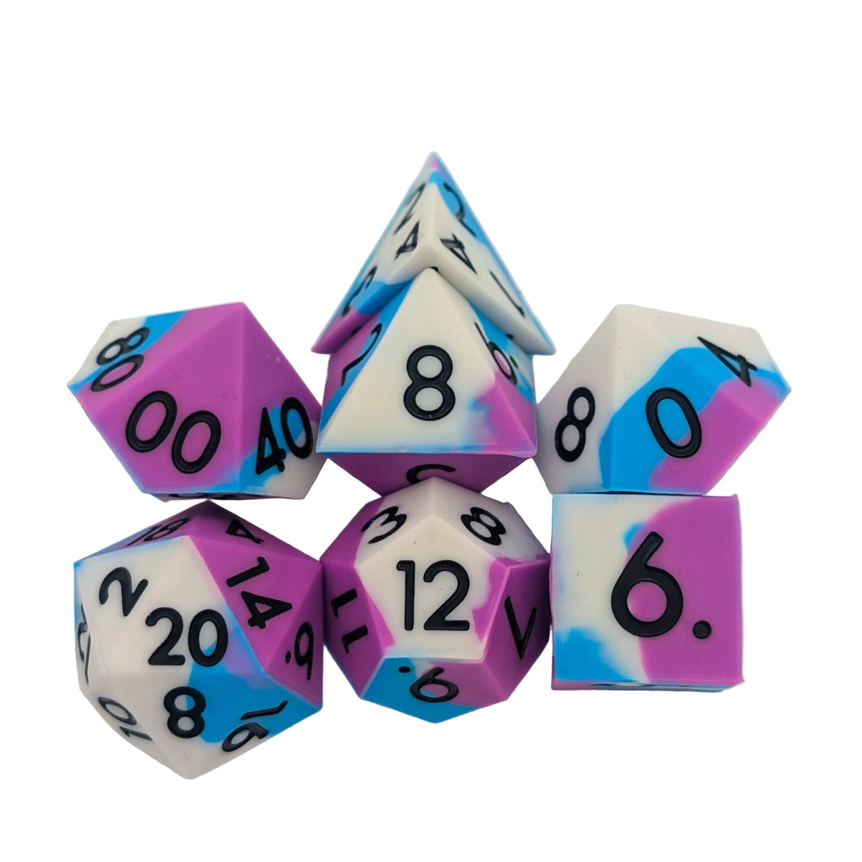Purple and Blue Silicone Dice Set