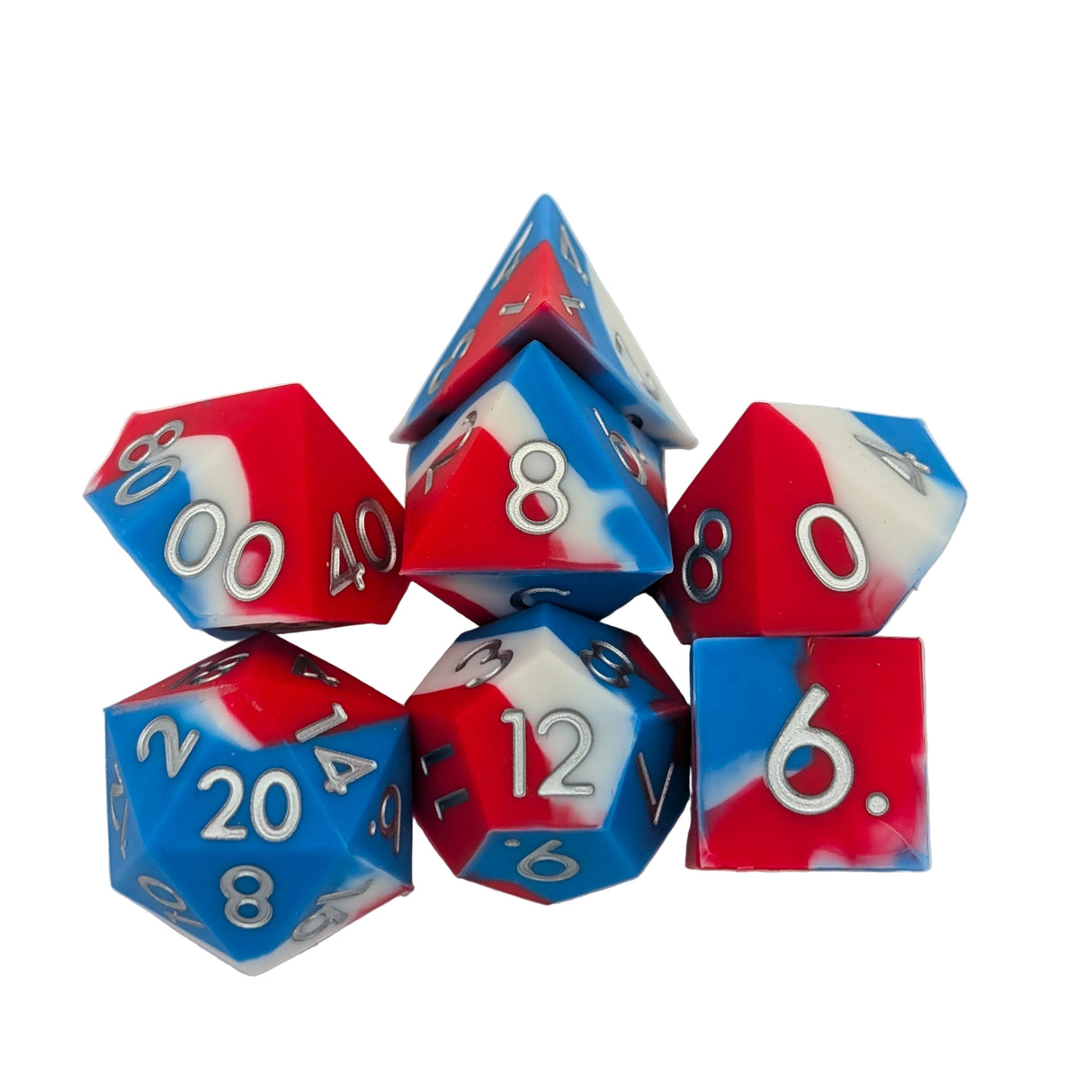 Red and Blue Silicone Dice Set