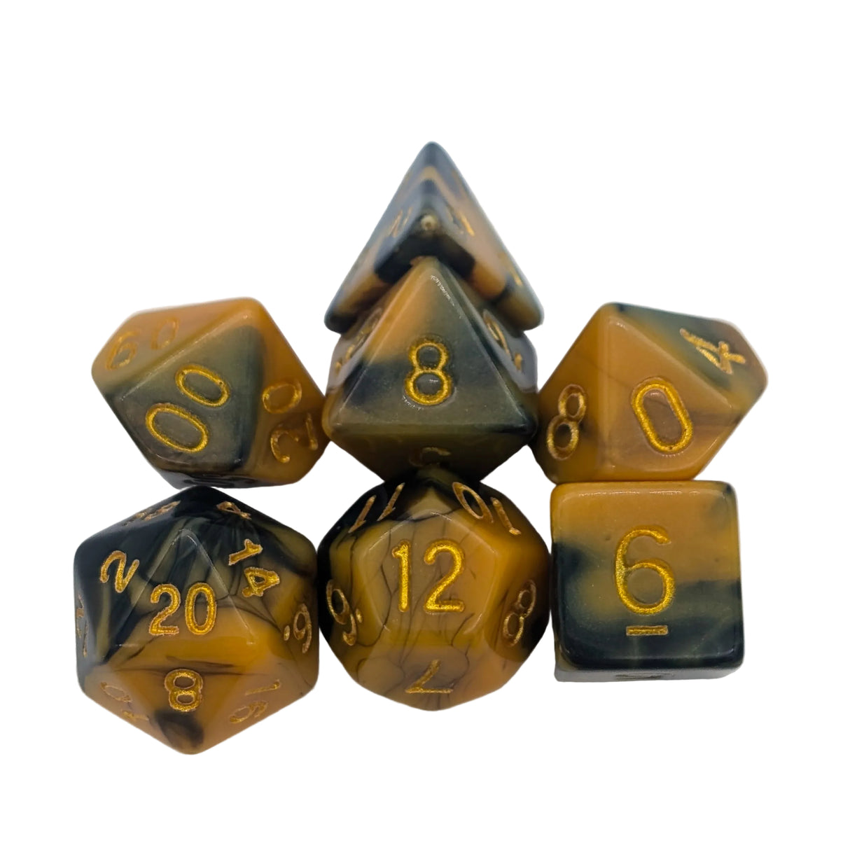 Tie-Dye Yellow and Black Dice Set