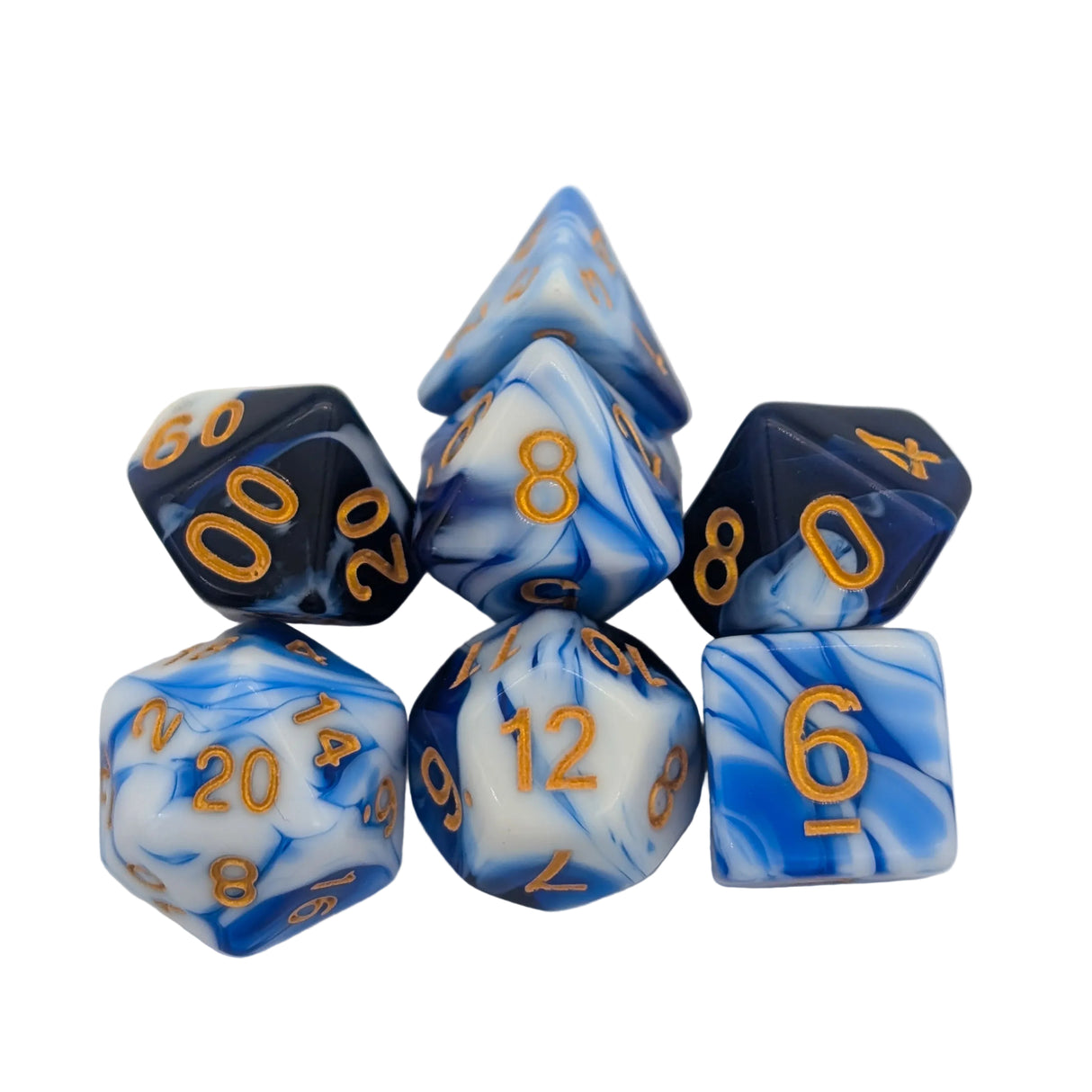 Two Tone Dark Blue and White Dice Set