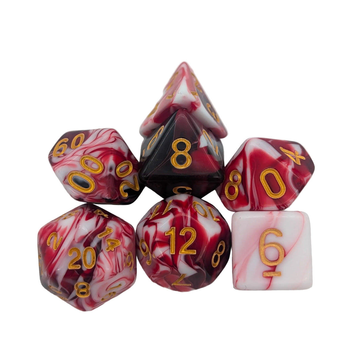 Two Tone Red and White Dice Set