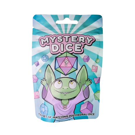 Mystery Dice packaging with a cartoon goblin on a white background